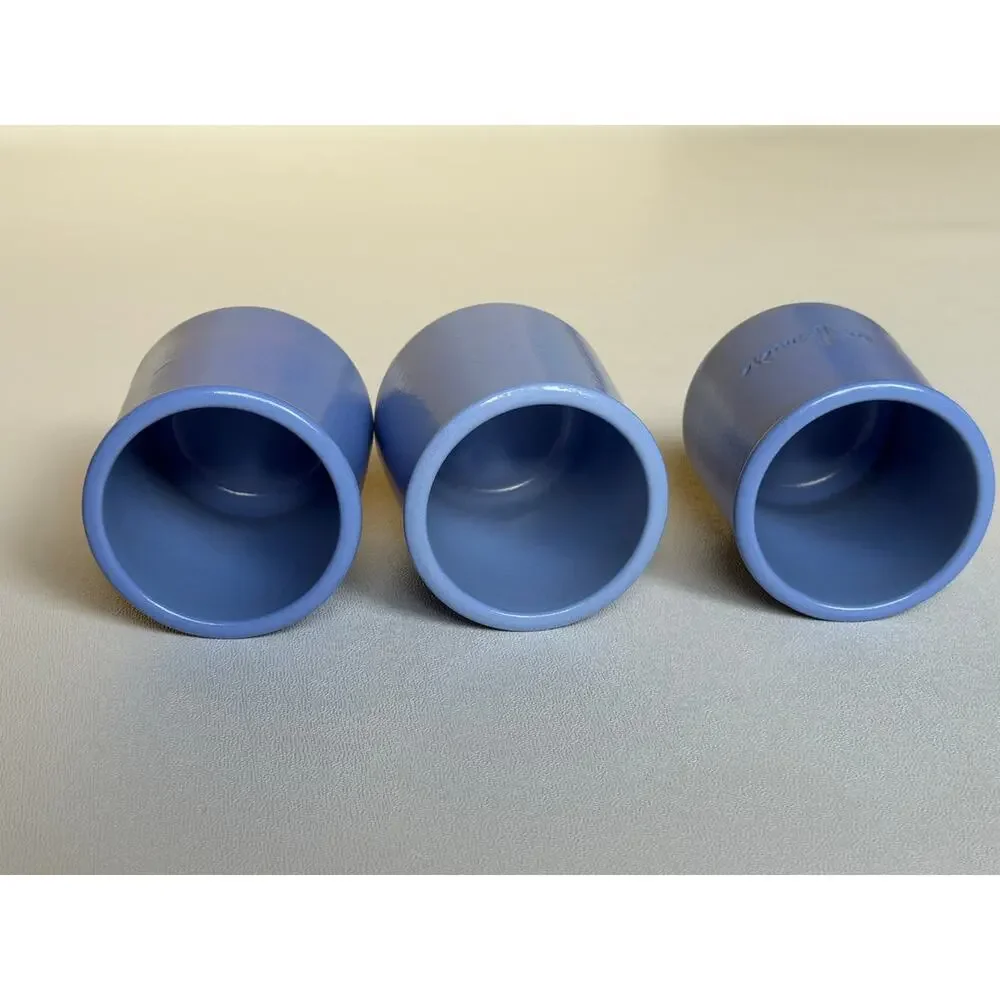 Set of 3 La Fermiere Blue French Terracotta Yogurt Pots Cups Clay Ramekins